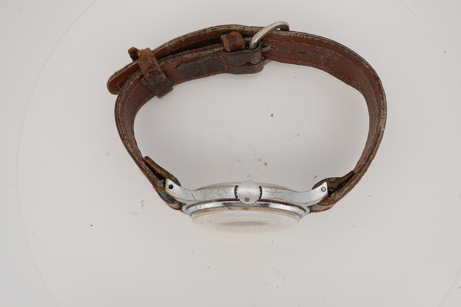 A gentleman's mid 20th century nickel plated brass Jaeger LeCoultre manual wind wrist watch